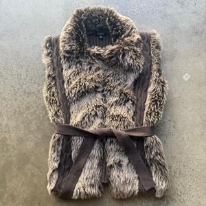 Early 2000s/Y2K Xoxo Fur Pinstripe Corduroy Femme Vest Babydoll Mallcore